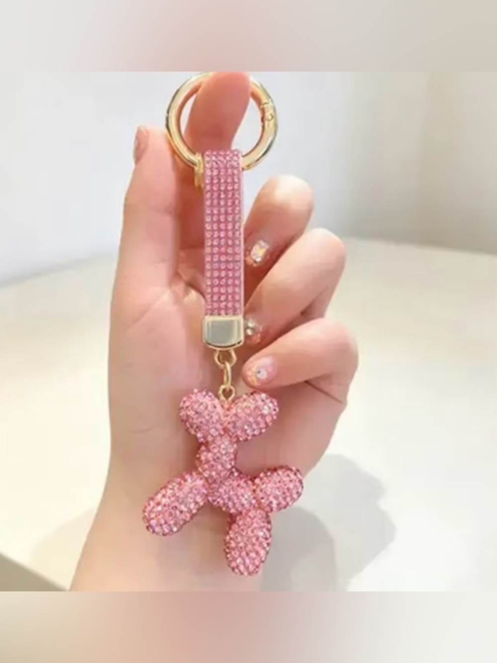 $40.00- Pink Pave Crystal Balloon Dog Bag Charm Keychain